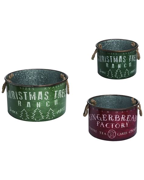 Transpac Y6634 Nostalgic Christmas Containers, Set of 3, Metal